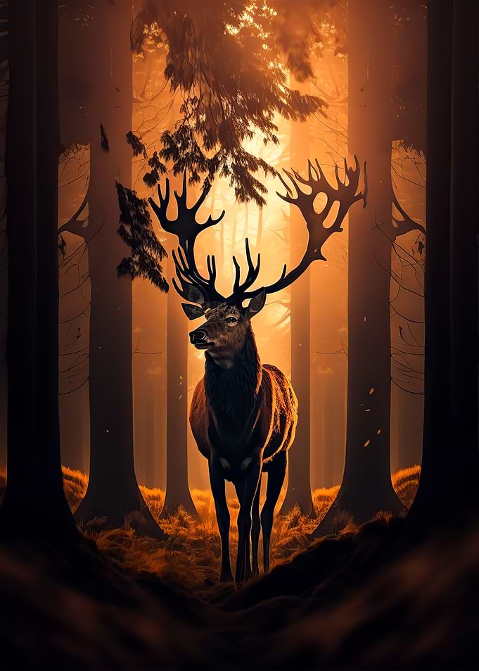 Deer sunset