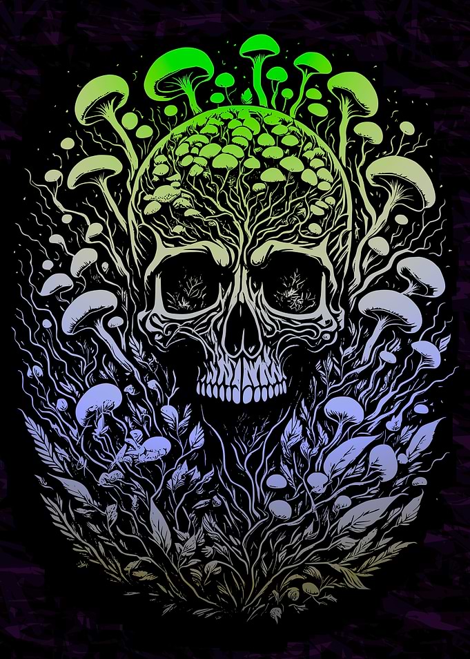 Psychedelic Fern Skull