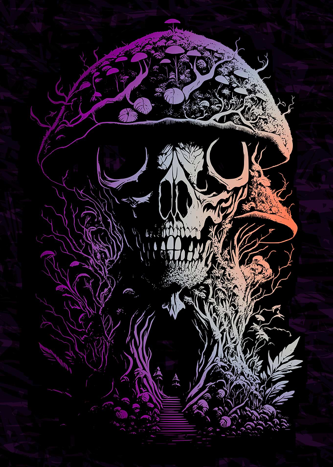 Psychedelic Fern Skull