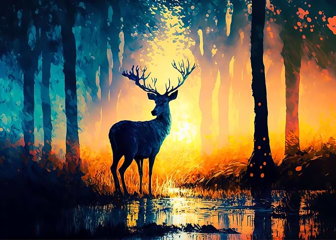Deer sunset