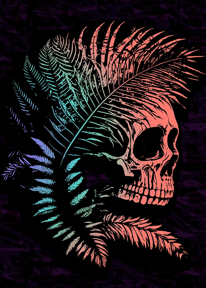 Psychedelic Fern Skull