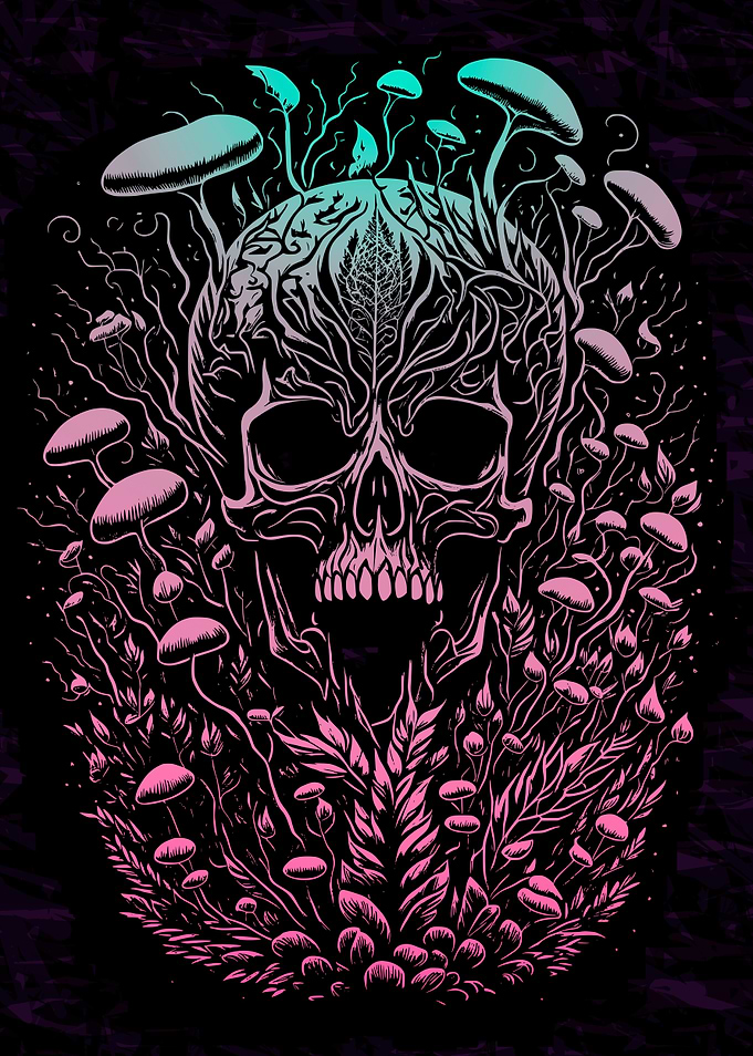 Psychedelic Fern Skull