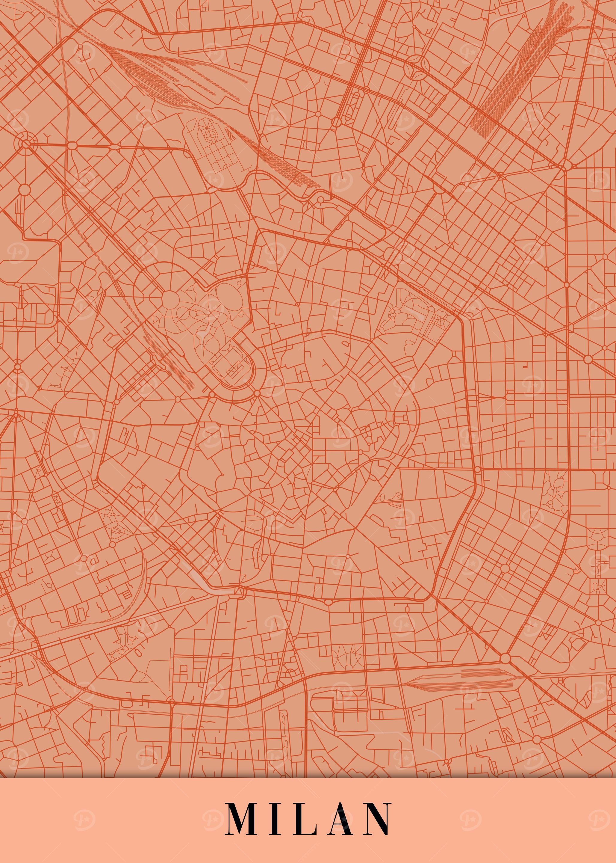 Milan Milano Orange Map