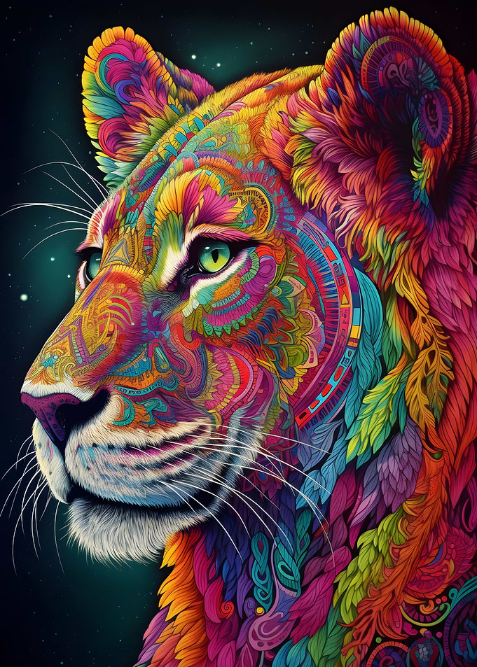 Cougar with colorful furr