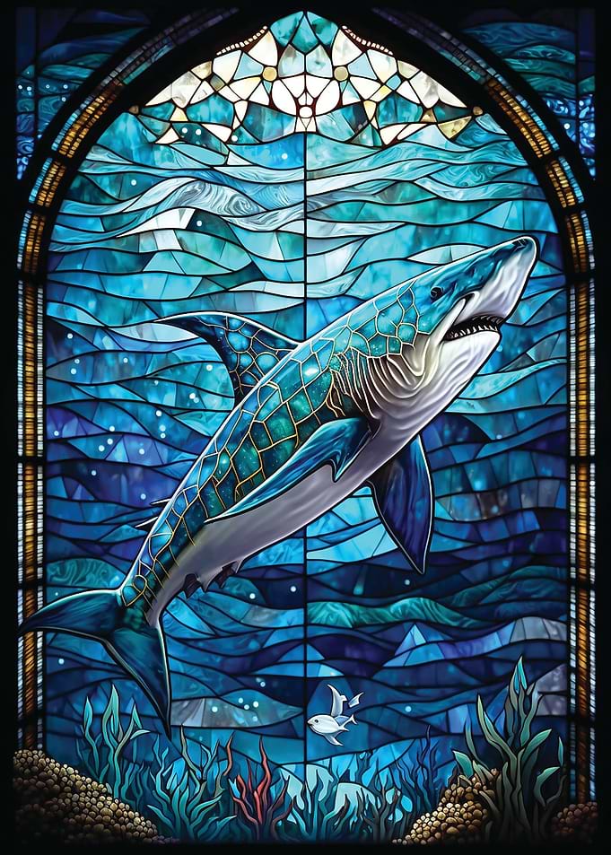 Shark Stained Glass