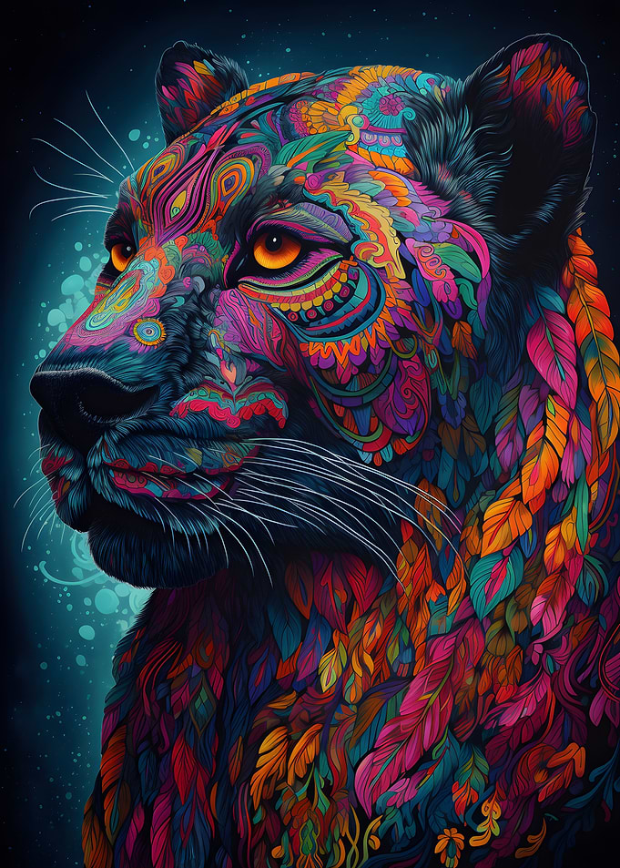 Panther in colorful art