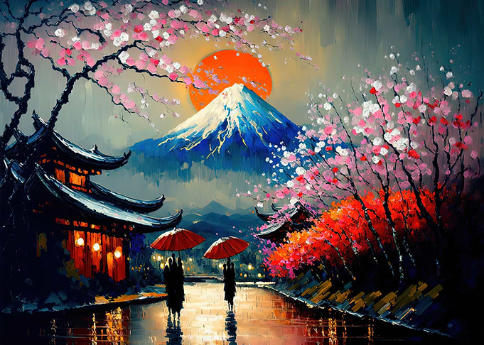Oil Painting Fuji Mount