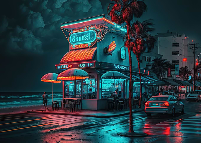 Outdoor Bar Beach Neon