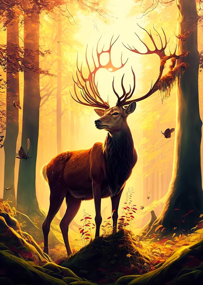 Deer sunset