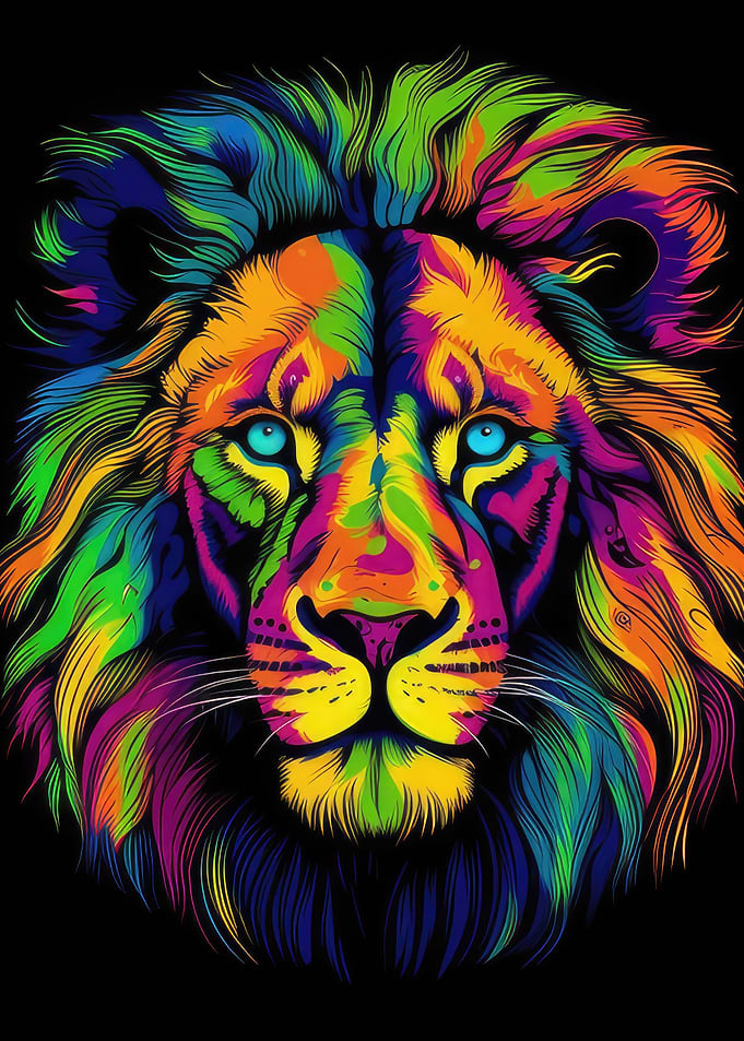 Colorful Neon Lion