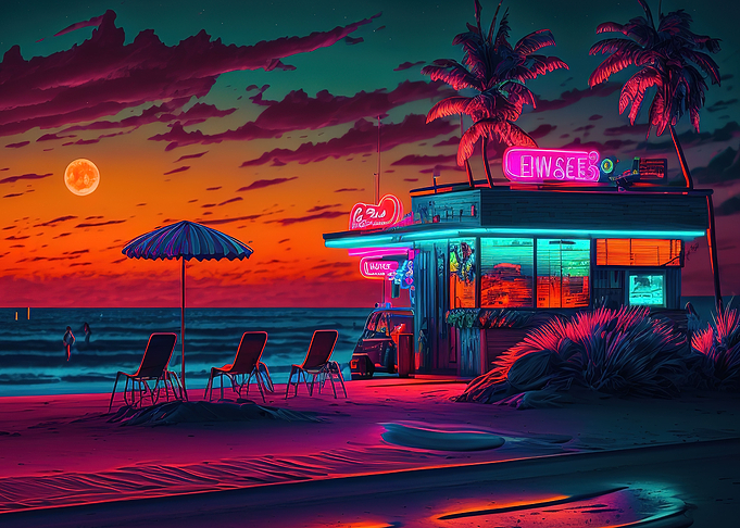 Outdoor Bar Beach Neon