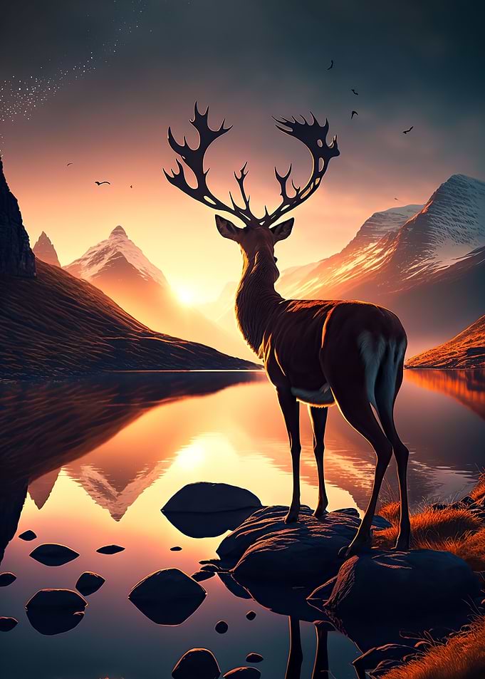 Deer sunset