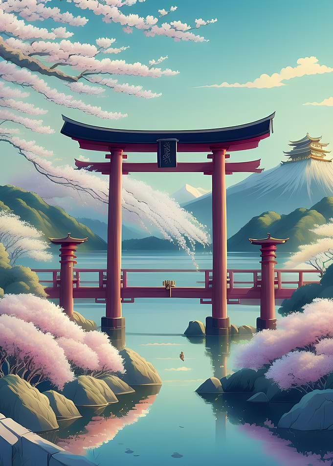 Temple gate on the lake