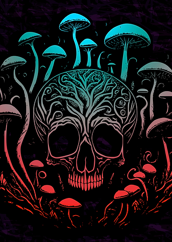 Psychedelic Fern Skull