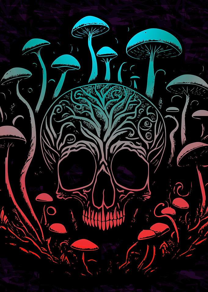 Psychedelic Fern Skull