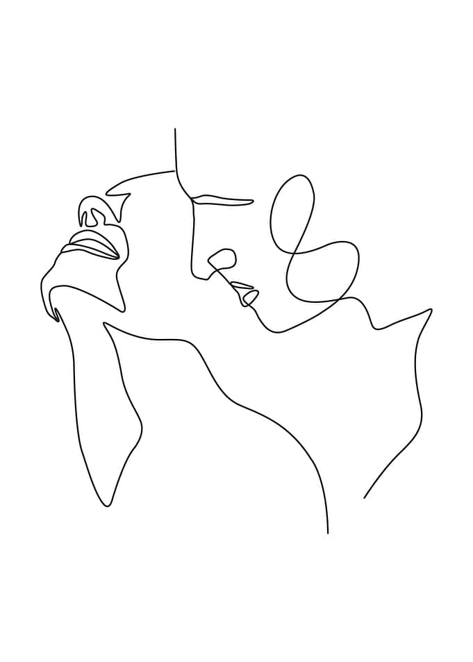 Cuddling Couple Line Art