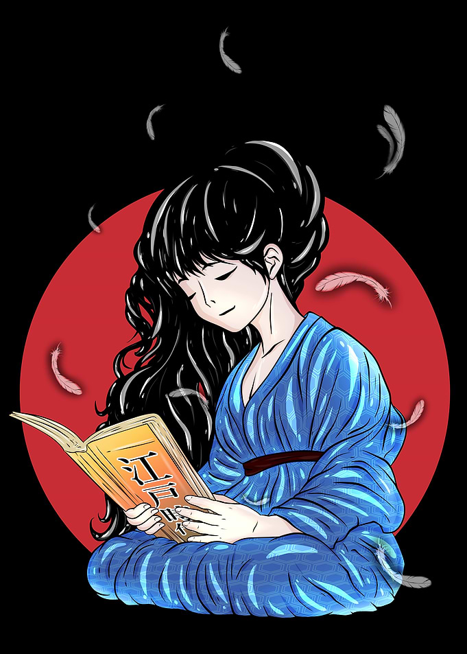 Japanese girl reading