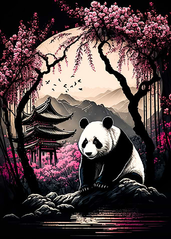 Panda cherry blossom japan