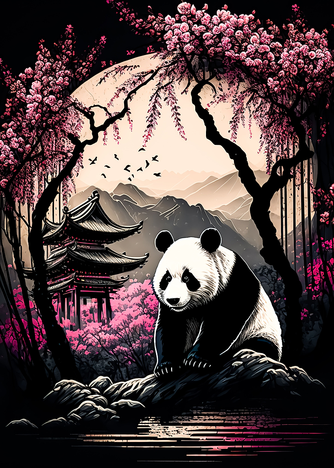 Panda cherry blossom japan