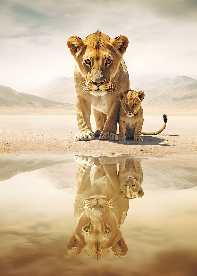 Majestic Lion Pair Scene