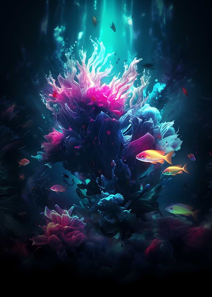 Water Flower Fish Neon
