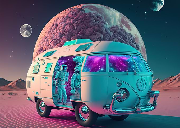 hippie van in space