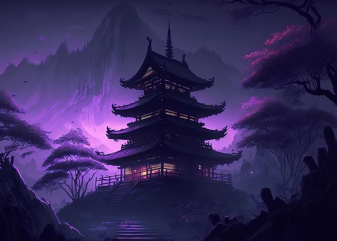 japanese landscape moon