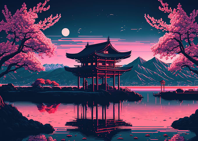 japanese landscape moon