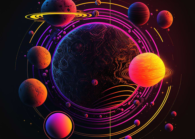 Solar system neon