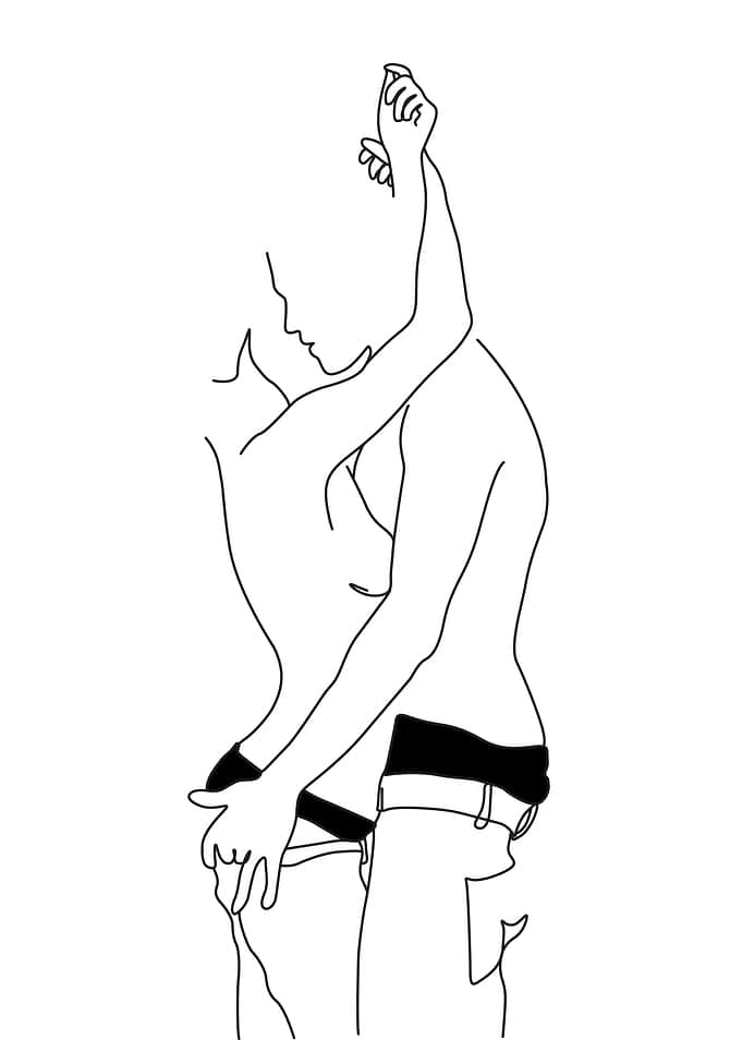 Cuddling Couple Line Art