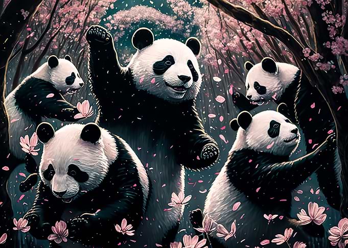 Panda cherry blossom japan