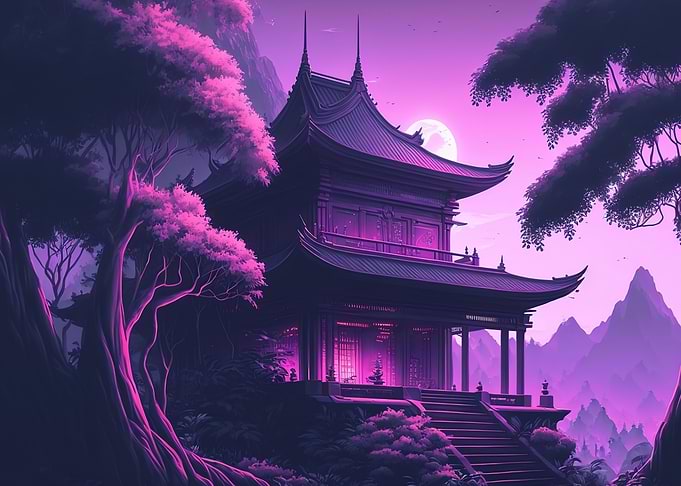 japanese landscape moon
