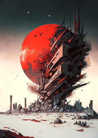 Red Moon Landscape