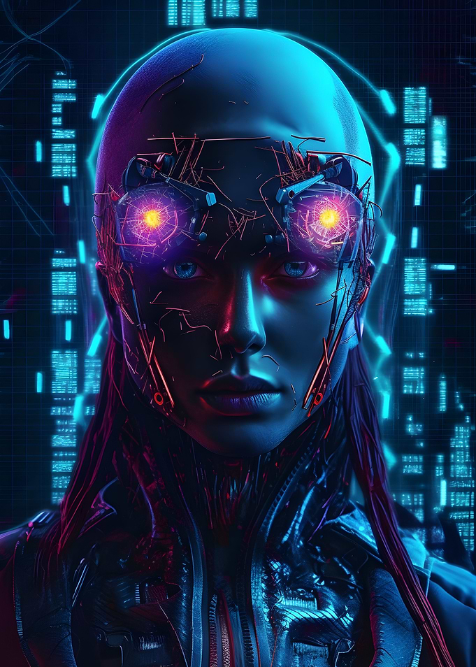 Laser eyes woman