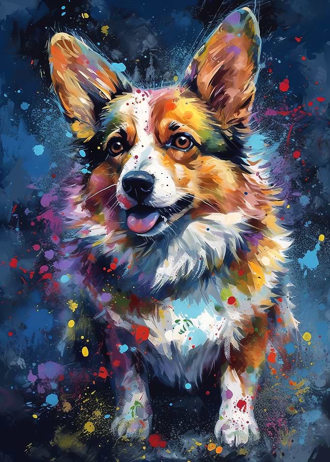 Corgi dog painting