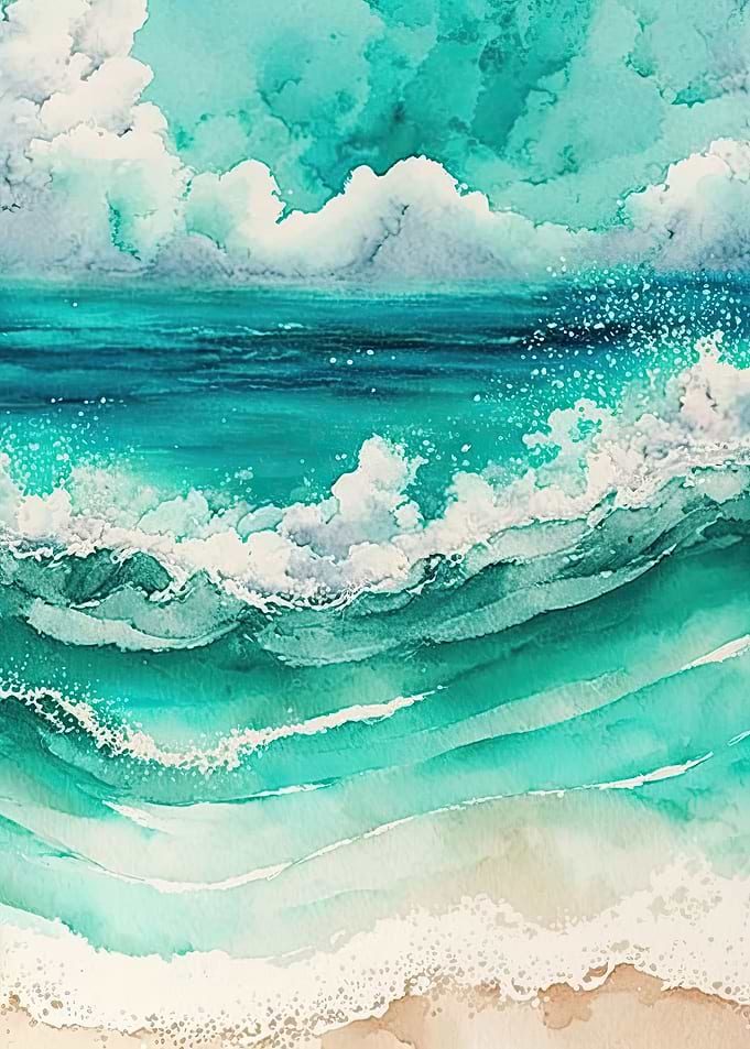 Watercolor Beach Waves