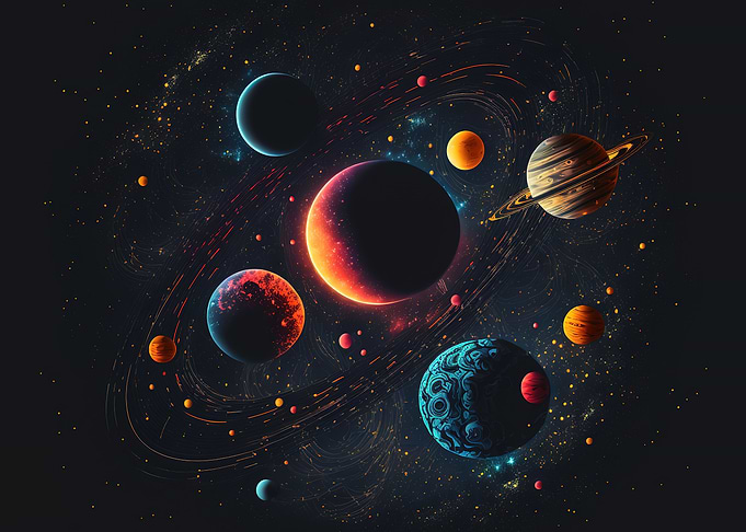Solar system neon