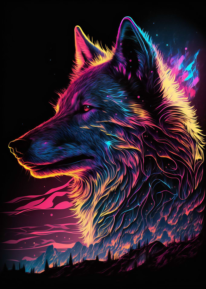 Synthwave wolf
