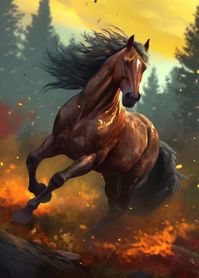 Horse on the Forest Run