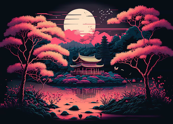 Japanese Landscape Neon