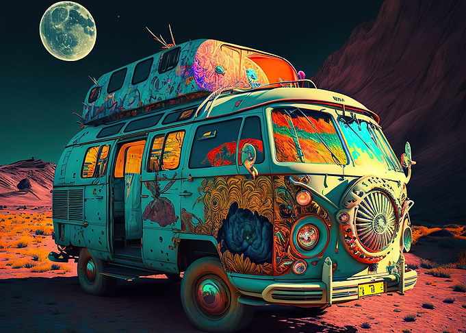 hippie van in space