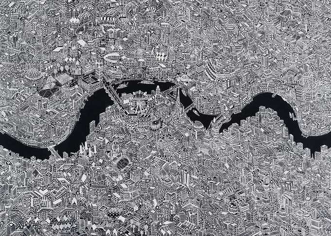 Negative London map pen