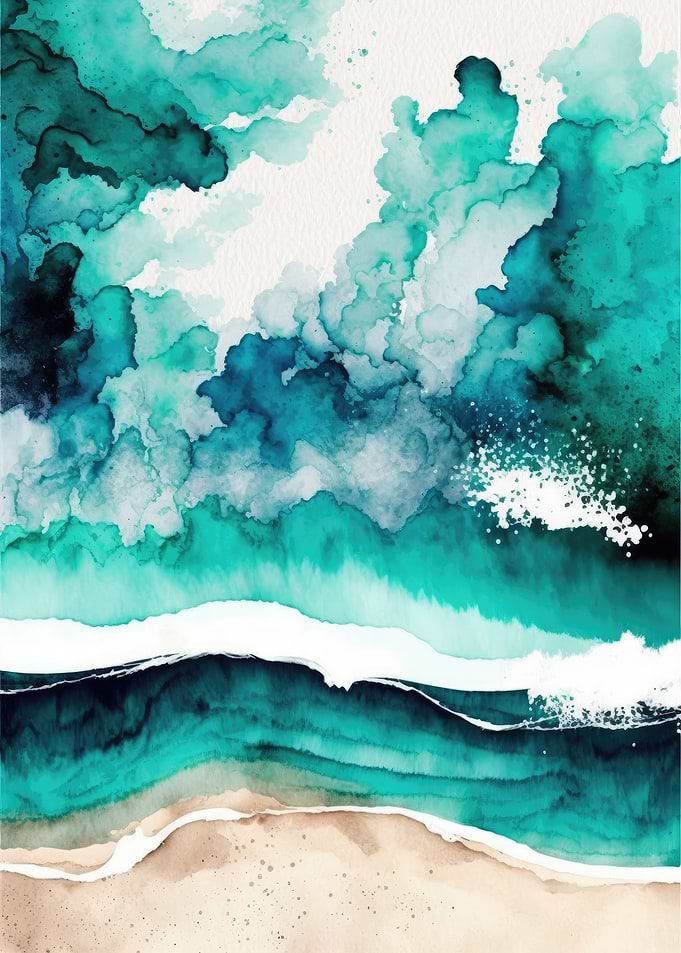 Watercolor Beach Waves