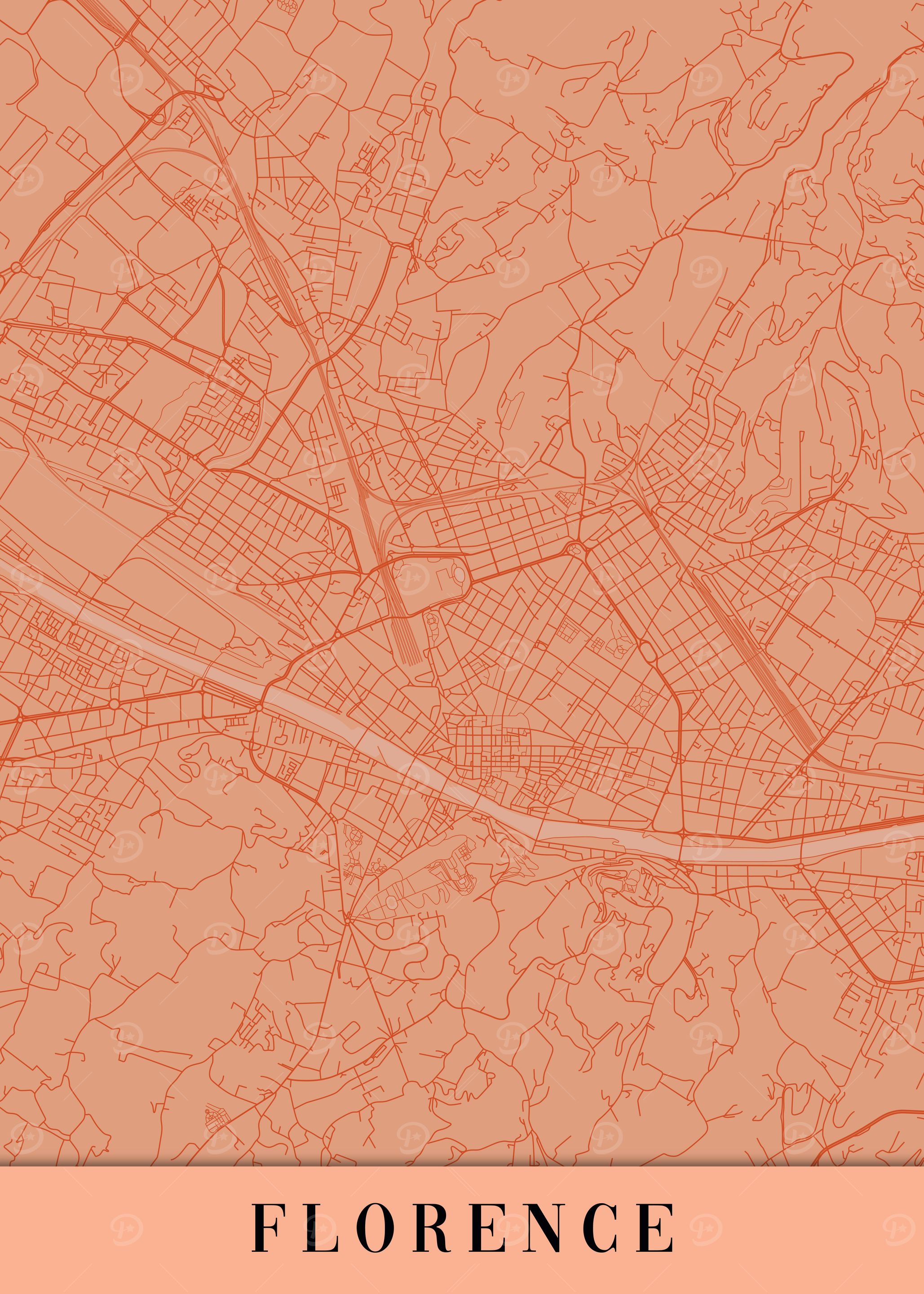 Florence Orange Map Italy