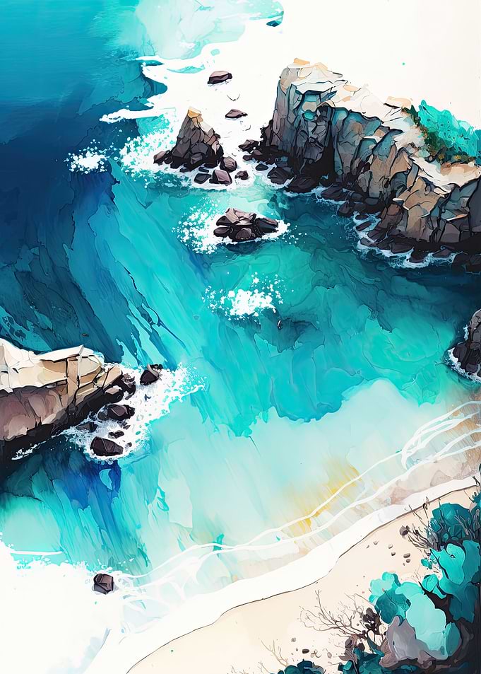 Watercolor Beach Waves
