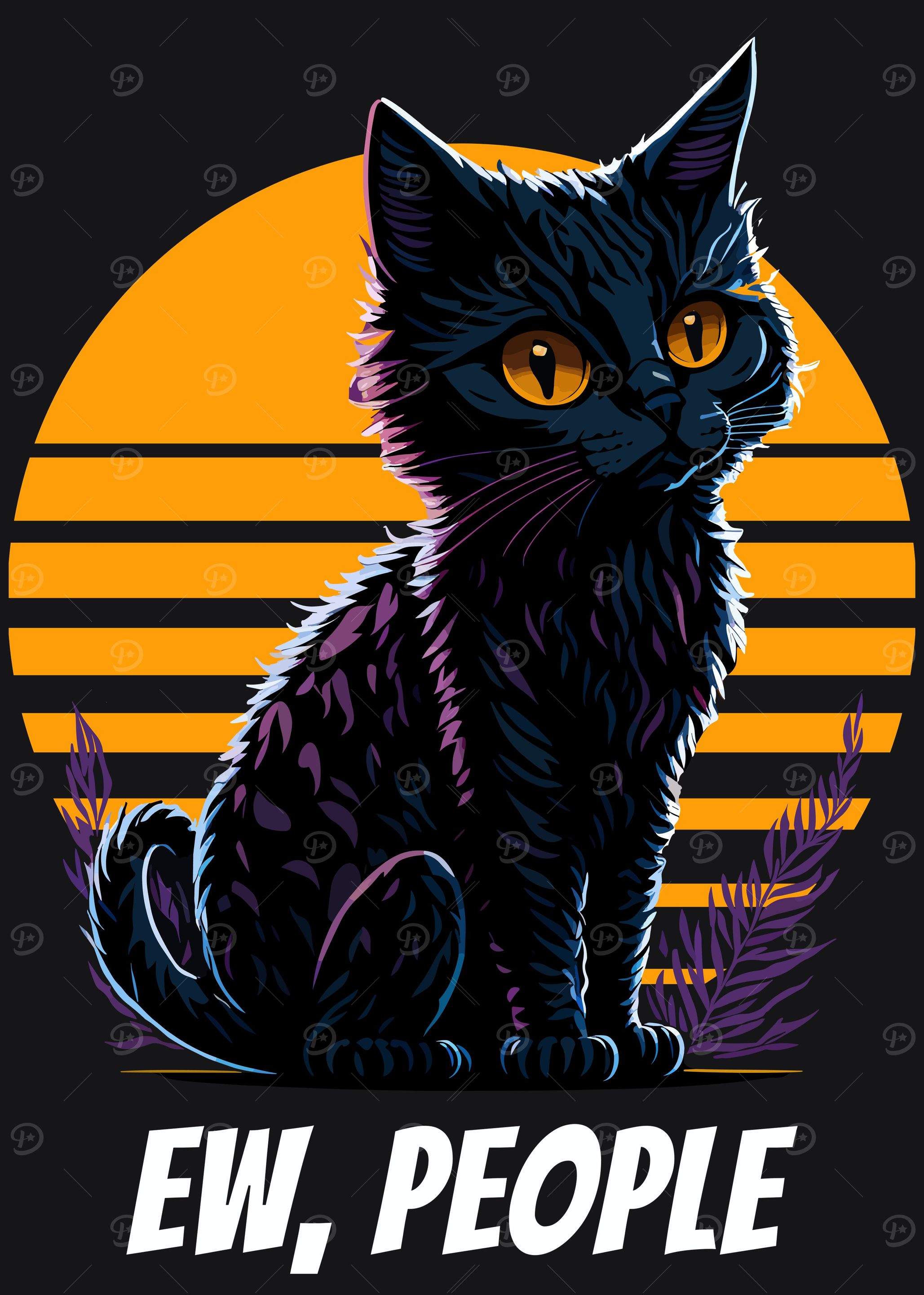 Cute Antisocial Retro Cat