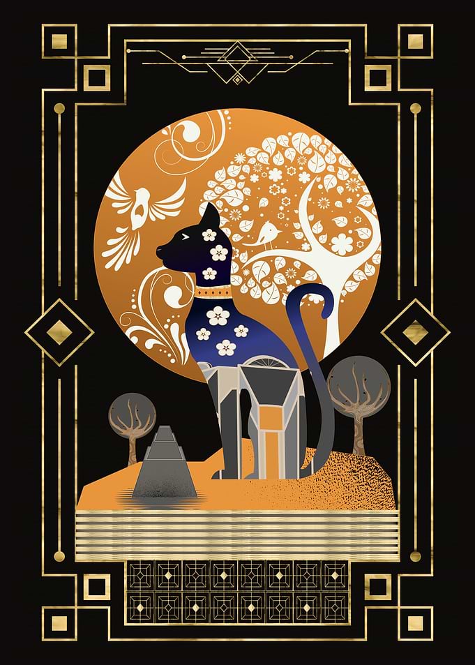 Cat Mom Art Deco