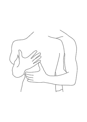 Cuddling Couple Line Art