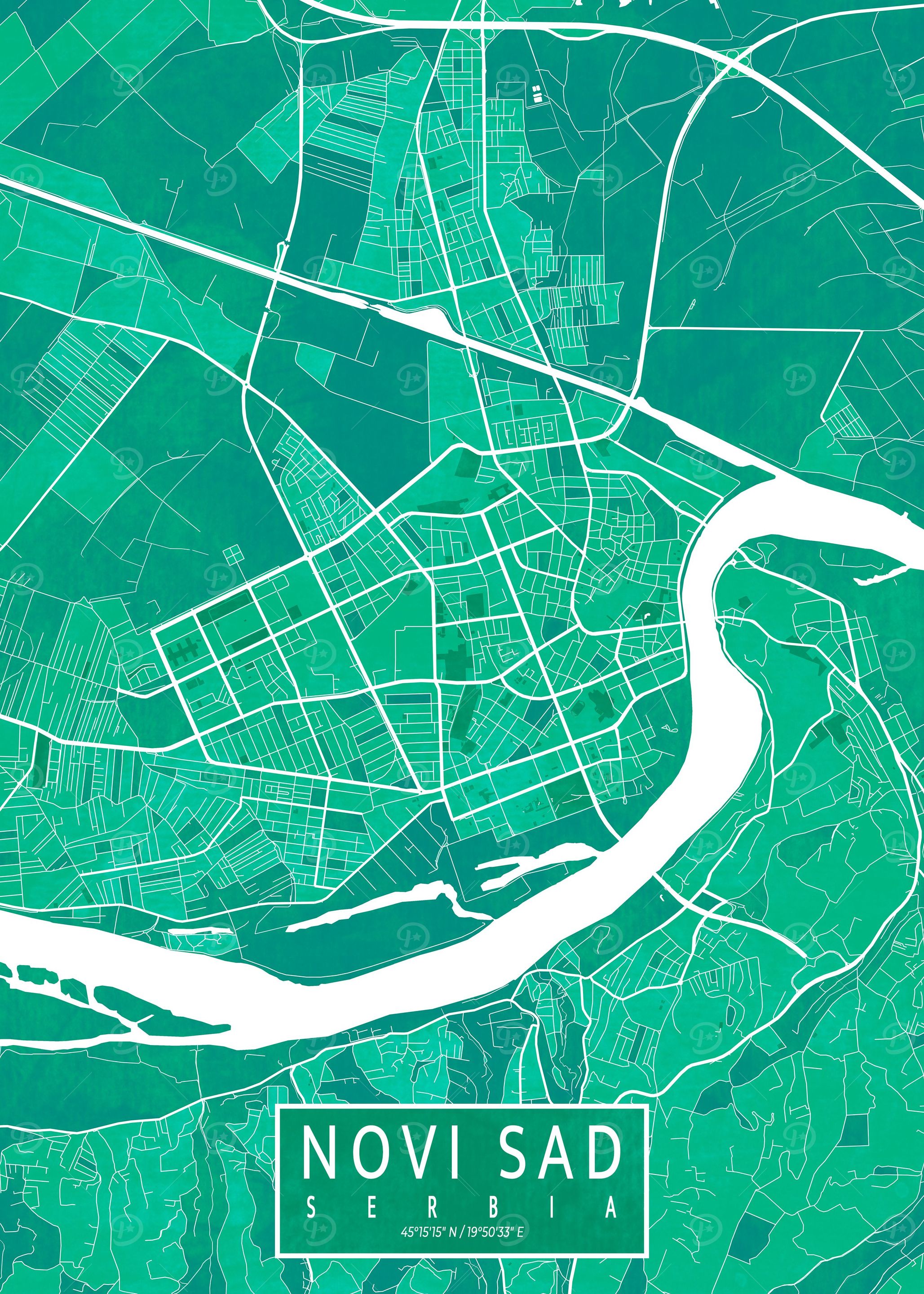 Novi Sad Map Watercolor