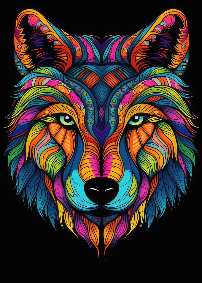 Colorful Patterned Wolf